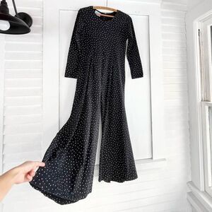 Cute Vintage Black Polka Dot Cotton Jumpsuit XS Small Womens 0 2 4
